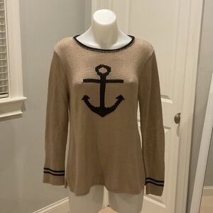 Wooden Ships Tan Anchor Sweater